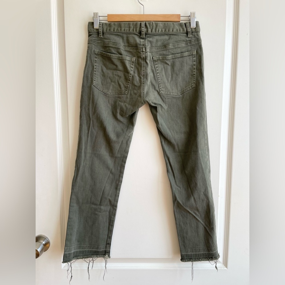 Nili Lotan Low Rise Jeans Straight Leg Raw Hem Cropped Size 0 Extra Small - Picture 2 of 7